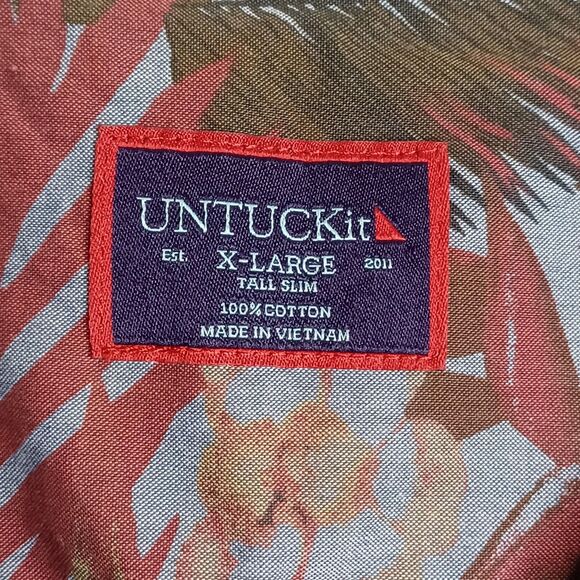 Untuckit Shirt Mens XL Tall Slim Desisto Floral Hawaiian Button Up Vacation - Picture 5 of 13